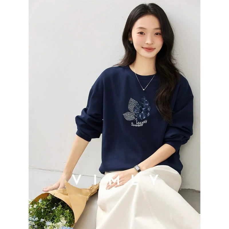 Botanical Embroidered Crew-Neck Sweatshirt