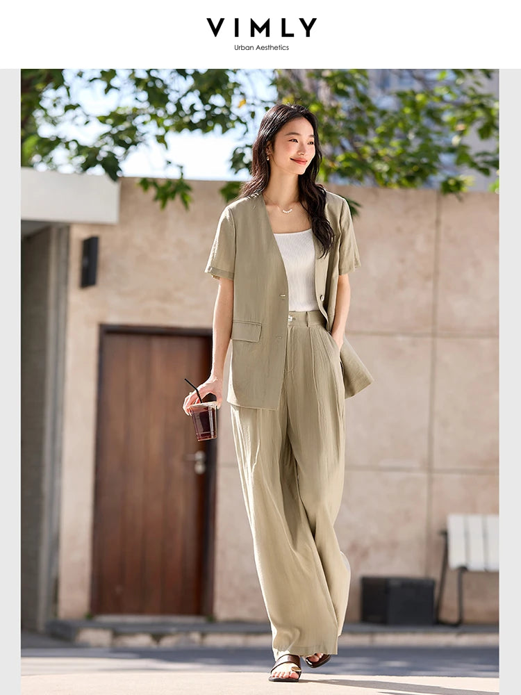 Short-Sleeve Blazer Trouser Set