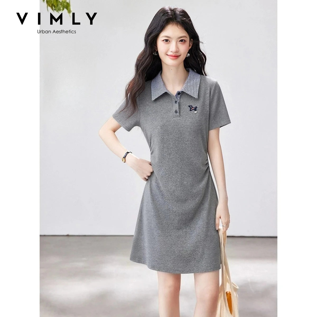 Pleated-Hem Polo Mini Dress