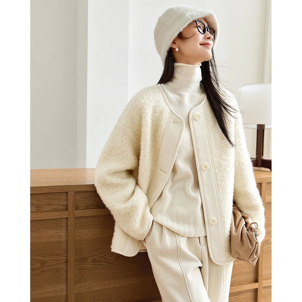 Textured Collarless Padded Jacket