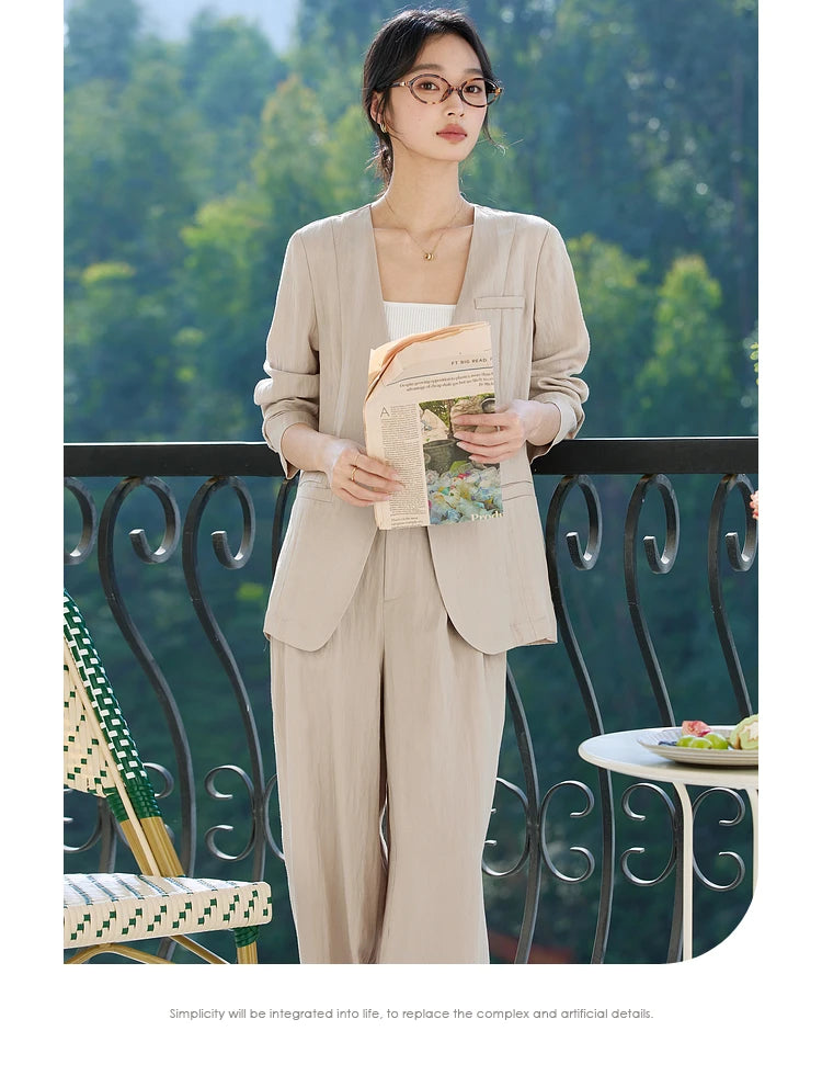 Deep-V Blazer Trouser Set