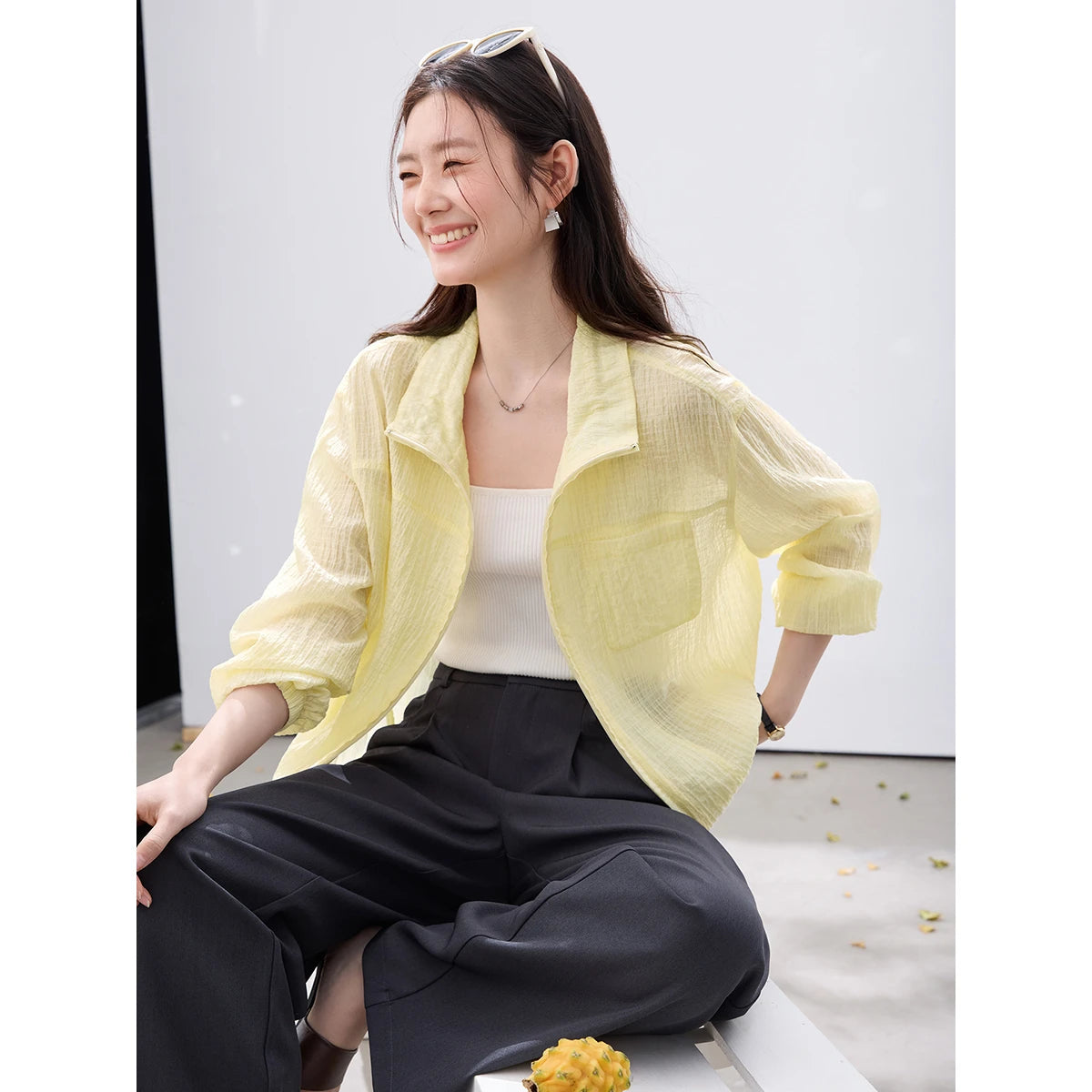 Zip-Front Lightweight Cropped Jacket