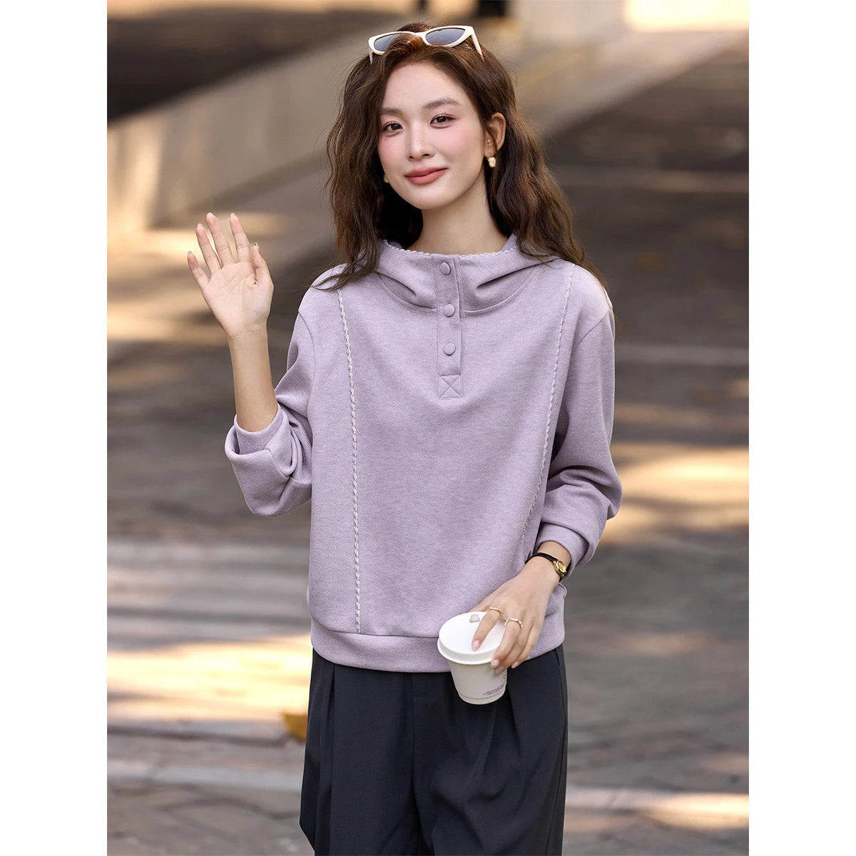 Cropped Drawstring Hoodie