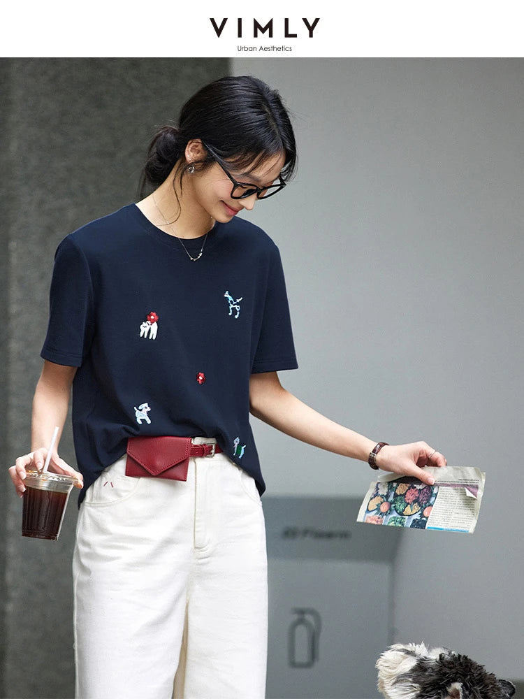 Animal-Embroidered Crew-Neck Tee