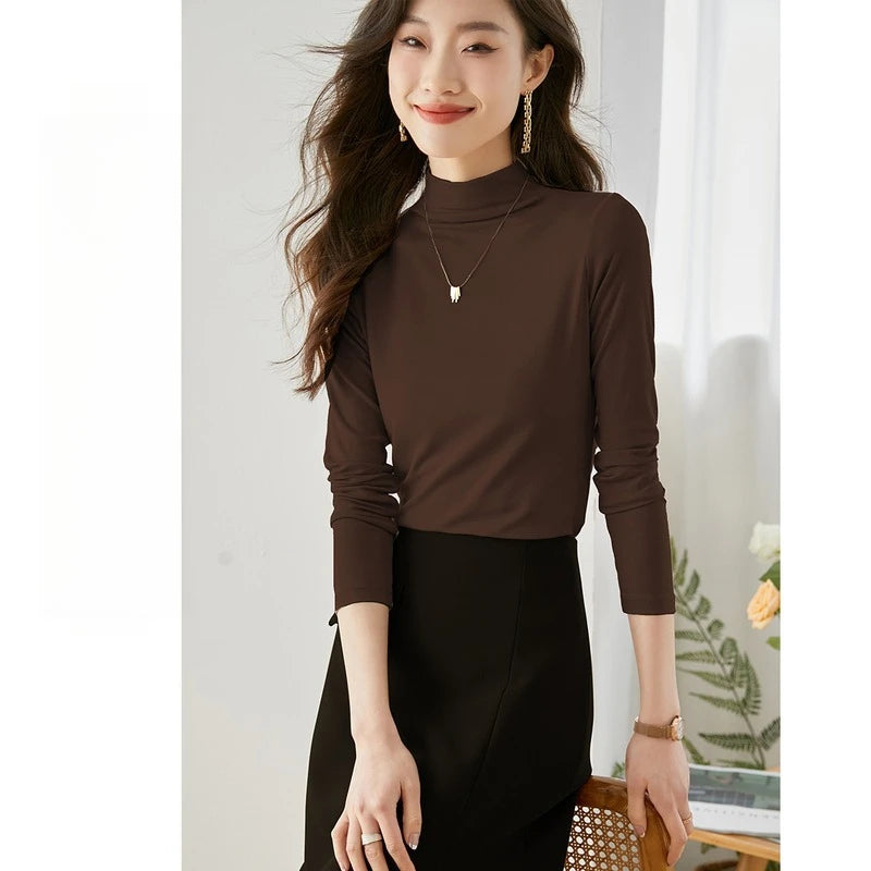 Soft Mock-Neck Long-Sleeve Top