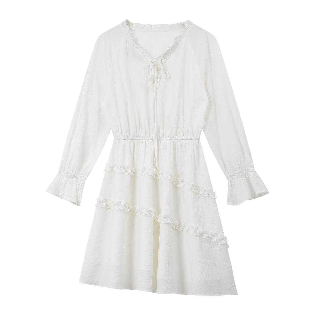 Asymmetric Ruffle-Hem Mini Dress