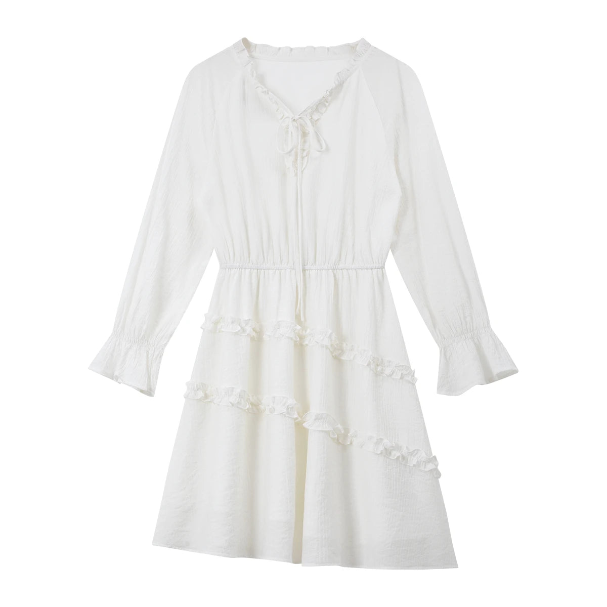 Asymmetric Ruffle-Hem Mini Dress