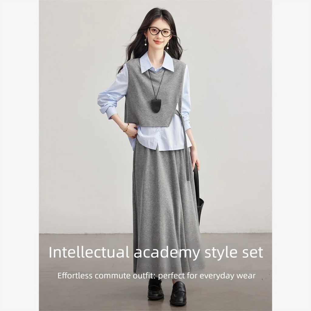 Layered Crop-Top and Pleated-Skirt Set