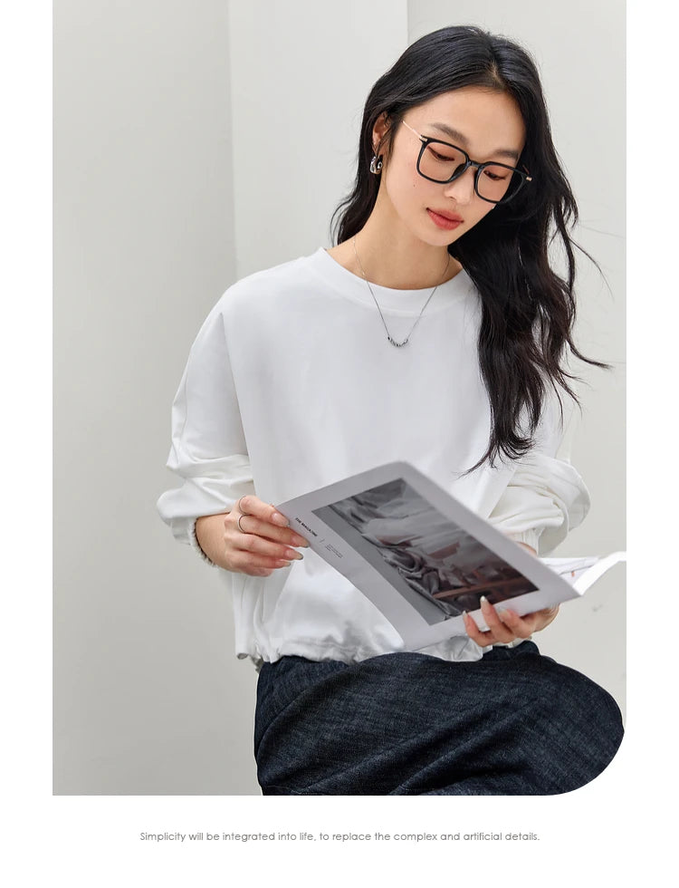 Drawstring-Hem Crew-Neck Sweatshirt