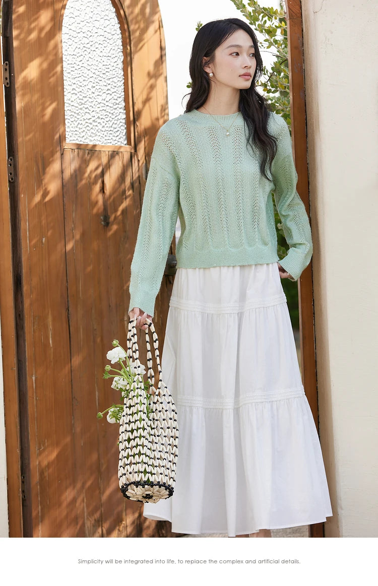 Tiered A-Line Midi Skirt