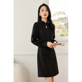 Jacquard Lantern-Sleeve Midi Dress