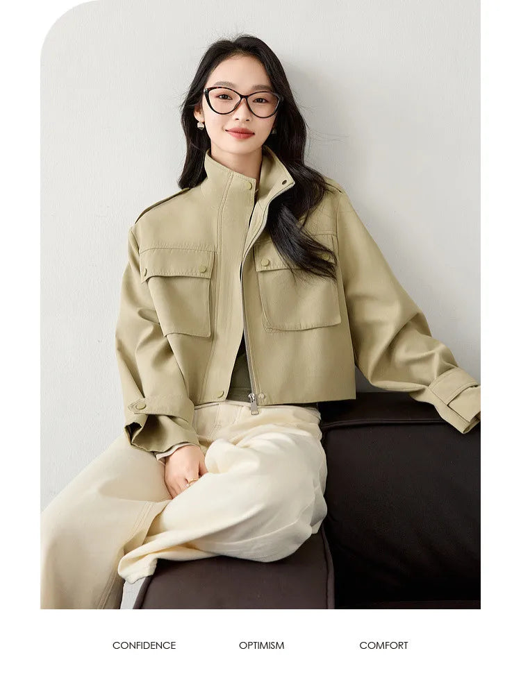 Utility-Pocket Cropped Jacket