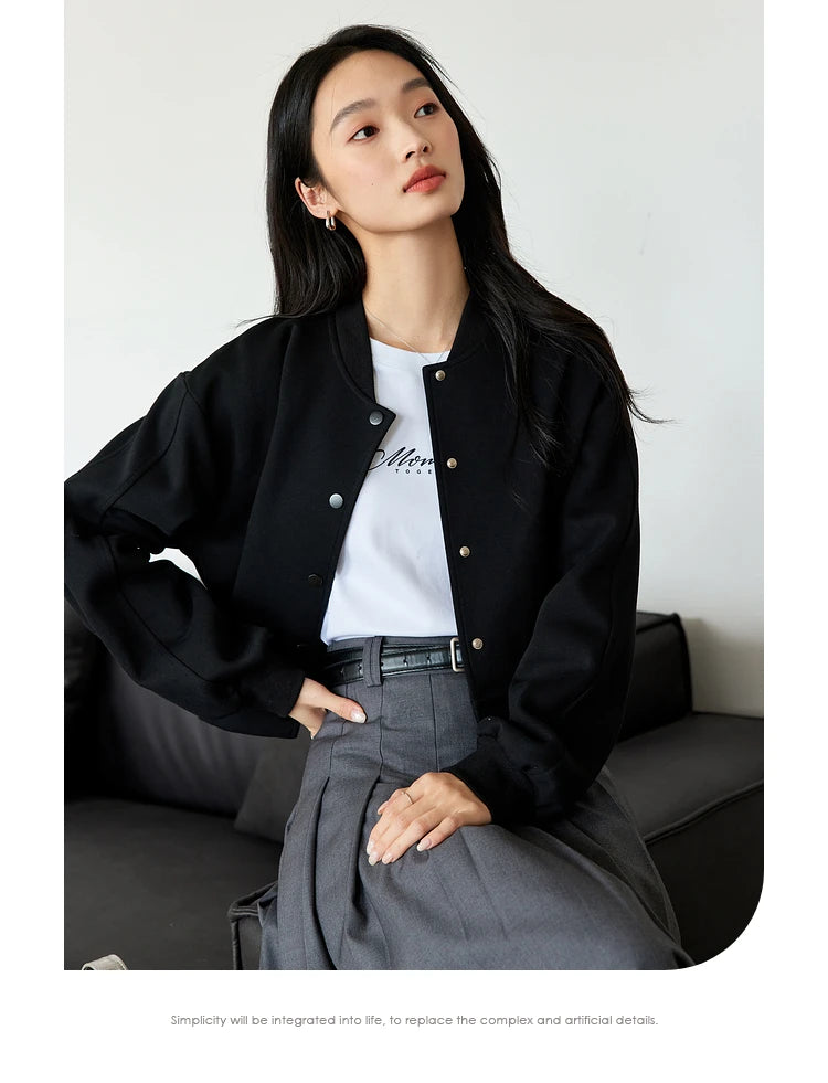 Zip-Front Cropped Bomber Jacket