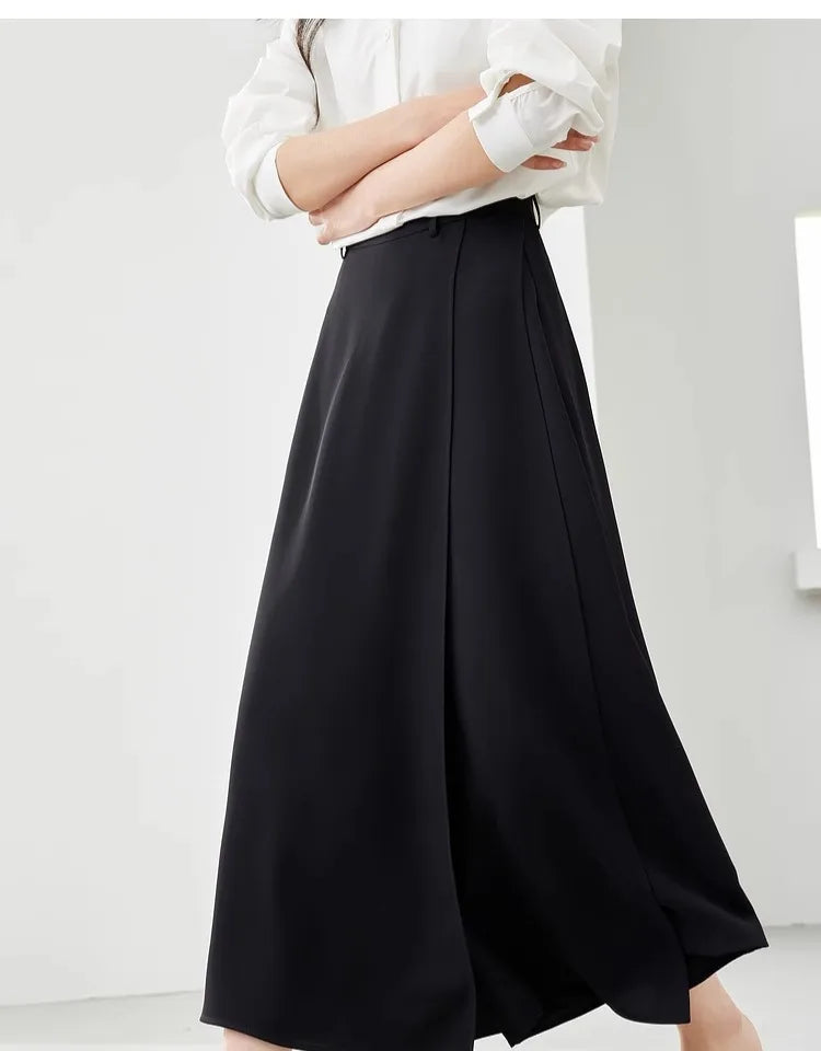 Side-Zip A-Line Midi Skirt