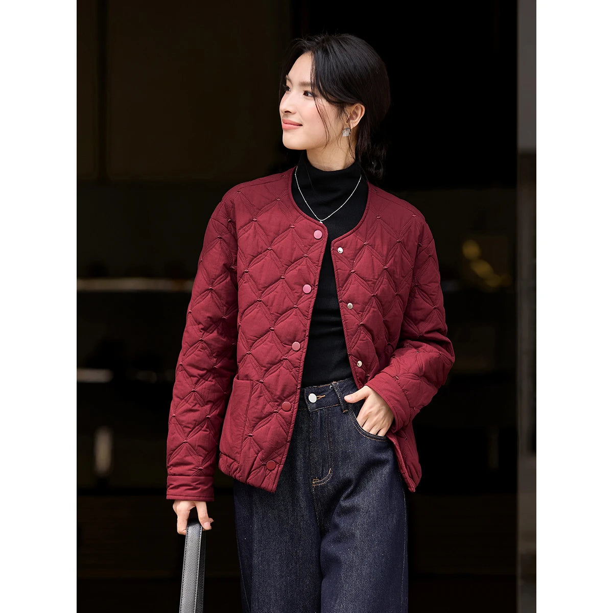 Quilted Patch-Pocket Cropped Jacket