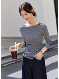Striped Ruched-Waist Long-Sleeve Top