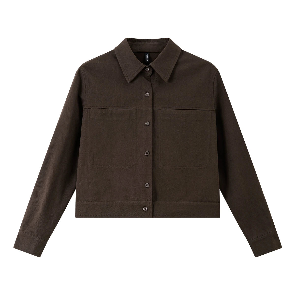 Button-Front Cropped Shirt Jacket