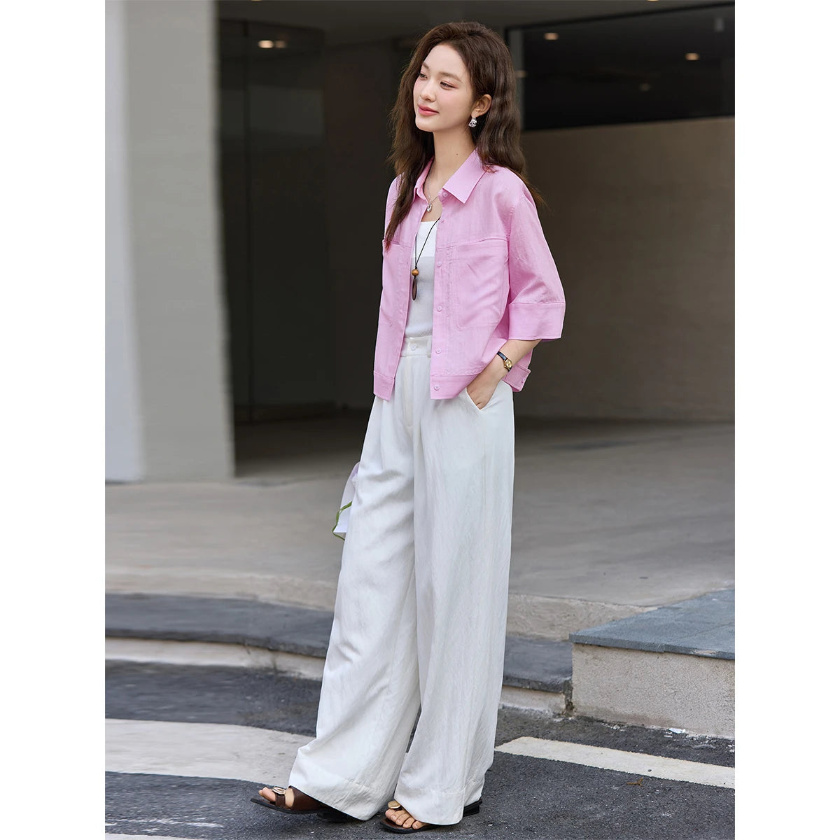 Cropped Short-Sleeve Shirt Jacket