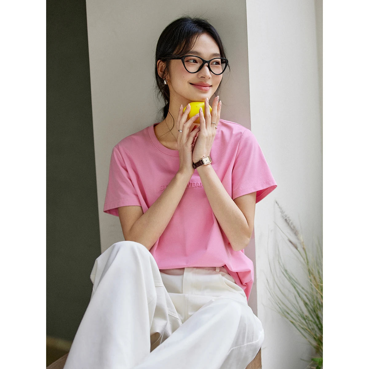 Letter-Print Crew-Neck Tee