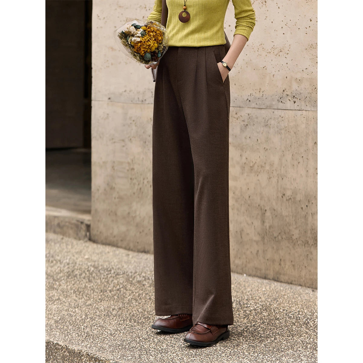 Side-Zip Wide-Leg Trousers